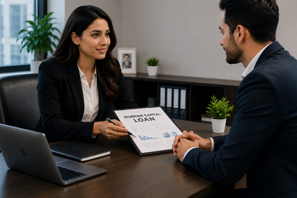 advisor reviewing a working capital loan with a small business owner in Canada