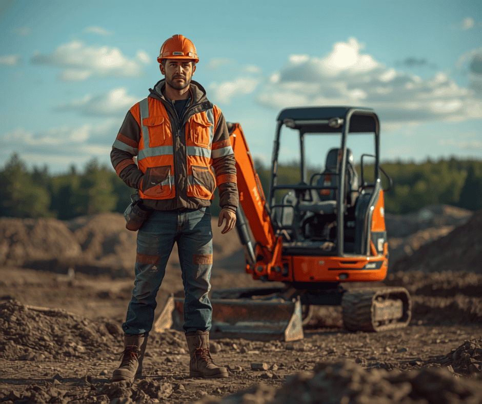 Tradesperson with Mini Excavator